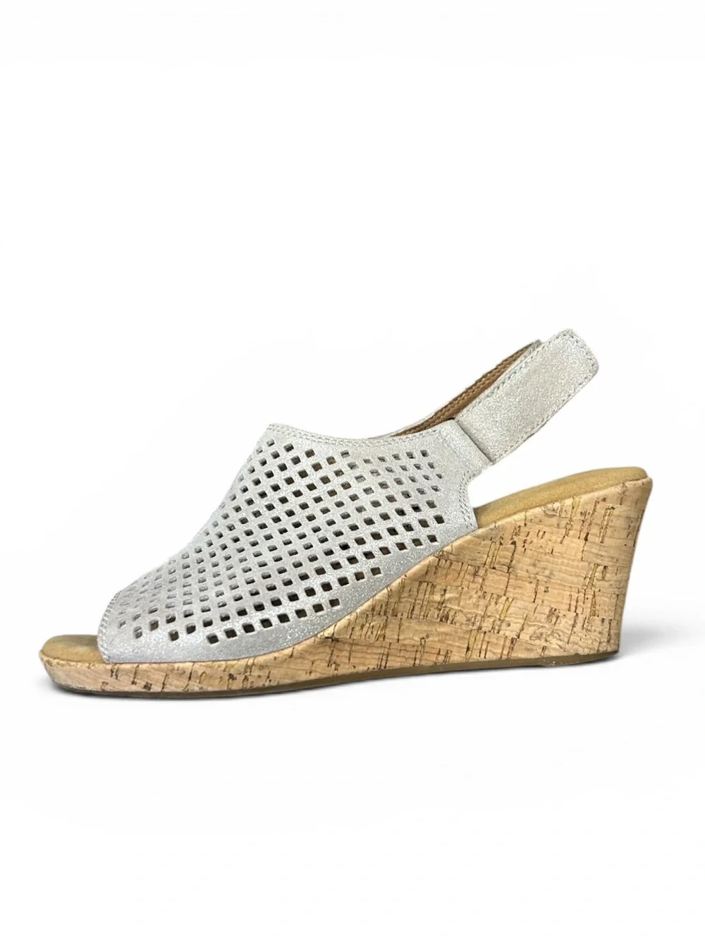 Rockport Briah Perf Sling Wedge Sandal in Taupe Leather Women’s Size 5